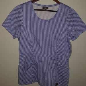 Jaanuu Peplum Scrub Medium Stripe